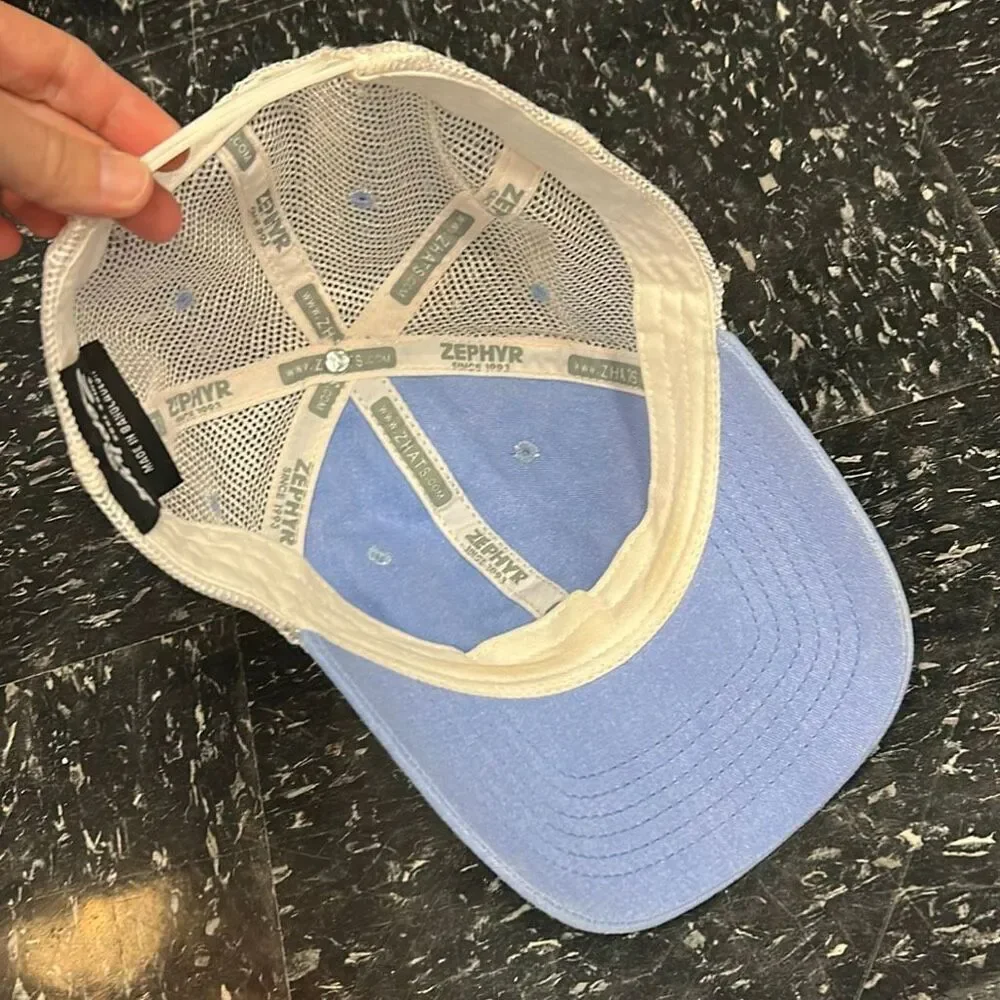 Zephyr Murdoch's Galveston Island Trucker Hat Cap Mesh Back Snapback TX Lt Blue